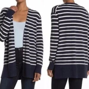 Madewell Cozy Walker Wool Alpaca Blend Striped Open Front Cardigan
